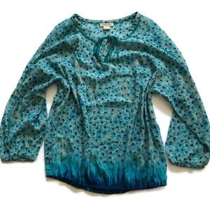 Lucky Brand Size Small Semi-Sheer Blue Blouse Top